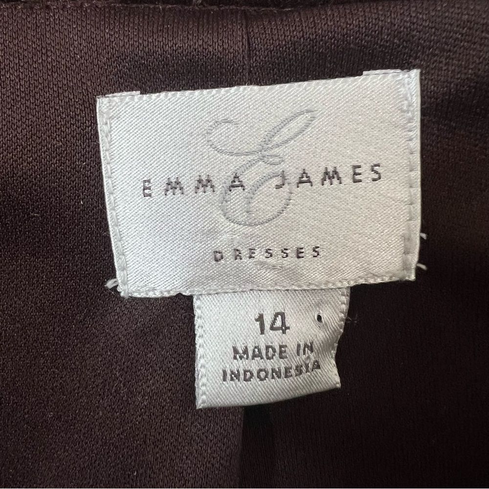 Emma James VTG-Inspired Textured Espresso Ruffle Open Front Blazer Jacket SZ 14 - Picture 7 of 15